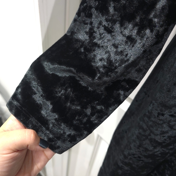 MICHAEL Michael Kors Crushed Black Velvet Bodycon Long Sleeve Dress, Ruffles, XL - Picture 10 of 15